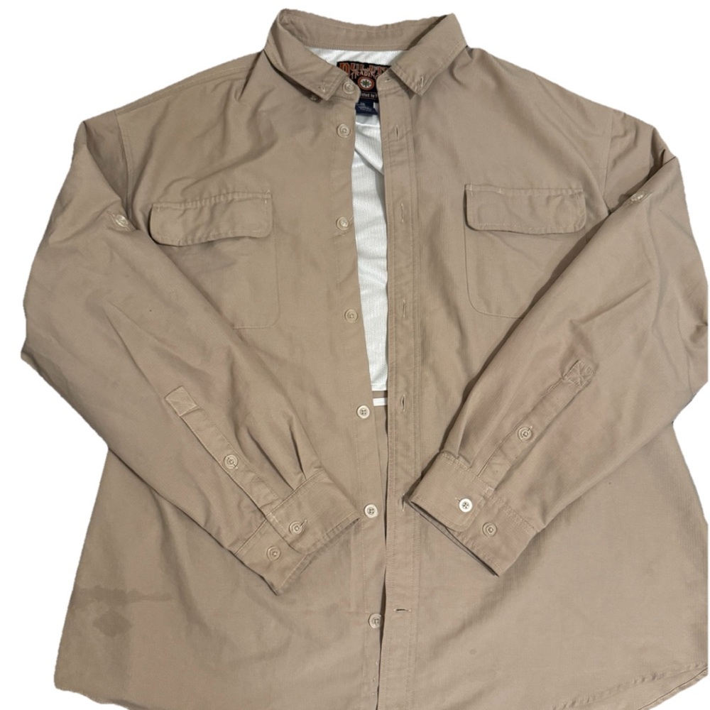 Mens Deluth Tradesman Classic 
Tan Button Dress Shirt Size 2XL